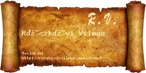 Ráczkövi Vilmos névjegykártya